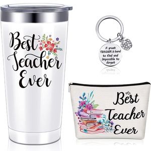 Best teacher ever set tumbler key chain and pencil case